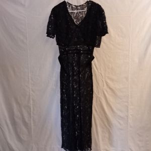 Vintage 30/40’s BlK Lace Dress with Belt / Jacket